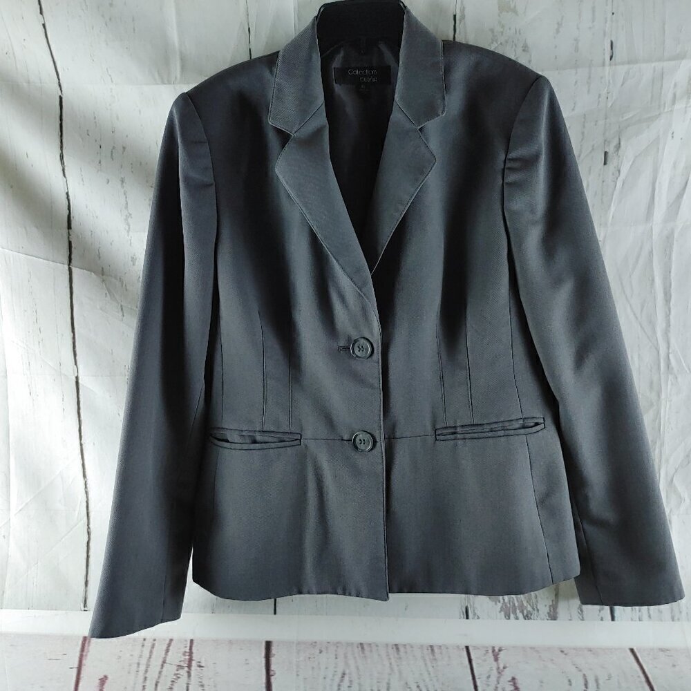Collections By Le Suit Size 10 Gray 2 Button Lined Suit Blazer With Pockets